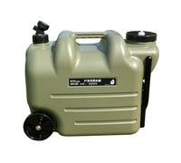 PciDinFo Contenedor de Agua Portátil Tanque Almacenamiento Bidón con Grifo Botella con Boca Grande Asa Ruedas Material PE Adecuado para Camping Senderismo, Verde