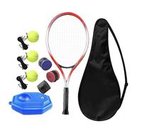 PciDinFo Entrenador de Tenis Solo Raqueta Pelota Base Cuerda Rebotadora Portátil Ligera Antideslizante Material Aluminio Fibra de Carbono Nylon PP Rellenable C, 3 Bolas, 3 Pegamentos para Manos