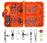 PciDinFo Fishing Swivels Surtido de Accesorios Giratorios de Pesca con Barril Eslabones Y Broches Antióxido Alta Durabilidad en Caja Resistente Adecuado para M, Caja Naranja