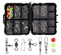 PciDinFo Fishing Swivels Surtido de Accesorios Giratorios de Pesca con Barril Eslabones Y Broches Antióxido Alta Durabilidad en Caja Resistente Adecuado para M, Estuche Negro