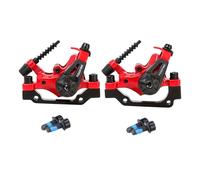 PciDinFo Freno de Disco para Bicicleta Mecánico Doble Pistón Línea de Tracción Calibrador de Aluminio Fácil Ajuste Adecuado para Bicicletas Montaña Ple, Rojo, Parte Delantera y