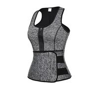 PciDinFo Hombres Sauna Chaleco Entrenador de Cintura Neopreno Sudor Camiseta Sin Mangas Cremallera Barriga, Gris L