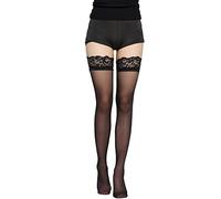 PciDinFo Medias de Mujer con Encaje Antideslizante Calcetas Transparentes Largas Elásticas Material Suave de Nailon Y Spandex Adecuadas para Bodas Trabaj, Negro