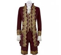 PciDinFo Príncipe Conjunto Traje Medieval Vestimenta Histórica Adaptado para Halloween Cosplay Escenario Festival Temático, Rojo Vino, XL