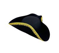PciDinFo Sombrero Pirata con Banda para Adultos Tricornio Unisex de PU con Ribete Dorado y Plumas Adecuado para Sesiones Fotográficas y Fiestas Temáticas, ala de Sombrero de Encaje Dorado