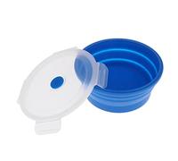 PciDinFo Tazón Plegable para Camping de Silicona Portátil con Tapa Libre de BPA Compatible con Microondas y Lavavajillas Fácil Almacenamiento Adecuado para, Azul, 900 ml
