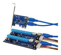 PCIe Riser Card 1 to 2 PCI-E 1X to PCI-E 16X Slot with USB 3.0 Power Cable Mining Adapter Conveter for Bitcoin