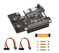 PCIe to 2-Channel SATA Hat+ Adapter for Raspberry Pi 5, SATA 3.0 Expansion Board with Dual SATA Ports, LED Indicators, EEPROM, Plug and Play, High-Speed HDD/SSD Storage Support