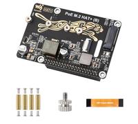 PCIe to M.2 Adapter with PoE Function (B) for Raspberry Pi 5, Supports NVMe M.2 SSD (2230/2242/2260/2280), High-Speed Reading/Writing, IEEE 802.3af/at PoE Hat with Dual LED Indicators