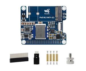 PCIe to M.2 NVMe SSD and PoE Hat+ (C) for Raspberry Pi 5, Supports 2230/2242 SSD, Gen3 Speed, USB Boot, Power Over Ethernet IEEE 802.3af/at, Plug and Play NVMe Expansion Board