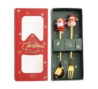 Pcingsia Cubertería de Navidad de acero inoxidable, cuchara de tenedor de Navidad de dibujos animados con figuras, vajilla para niños, adultos, bebidas, frutas y postres, cubiertos para la escuela