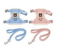 pclapora 2 Piezas Correa para Conejo, Arnés Ajustable Transpirable de 120cm, Set de Correa y Arnés para Conejos Enanos, Gatos, Perros Pequeños y Otras Mascotas Pequeñas, Color Rosa y Azul