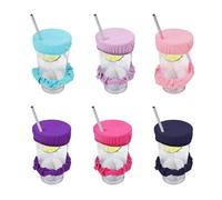 pclapora 6 Piezas Cubre Vasos Antidroga Fiesta Coletero, Tapa Vasos Antidroga, Fundas para Bebidas, Protección Elástica Reutilizable con Agujero para La Mayoría de Las Tazas, Bares, Fiestas