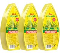PCMOVILES Ambientador de Gel CLASSIC Citronela - Pack de 3 Unidades - Larga Duración - Frescor para Casa, Habitación, Armario y Coche - Aroma Repelente Natural