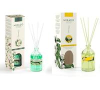 PCMOVILES Mikado Ambientador GREEN TEA Y DAMA DE NOCHE 100 ml - Pack de 2 Unidades - Aroma Fresco y Natural - Difusor de Varillas para Casa, Oficina y Armario
