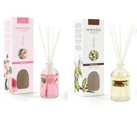 PCMOVILES Mikado Ambientador ROSAS Y VAINILLA 100 ml - Pack de 2 Unidades - Aroma Fresco y Natural - Difusor de Varillas para Casa, Oficina y Armario