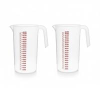 PCMOVILES Pack de 2 Jarras Medidoras de Plástico, 2 Litros, 22cm Altura, 13cm Diámetro.