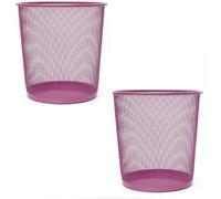 pcmoviles - Pack de 2 Papeleras de Malla Metálica rosa| Cesto de Basura Redondo de 12 Litros para Oficina, Escritorio, Baño o Reciclaje | 27 cm x 23.5 cm