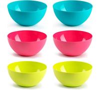 pcmoviles - Pack de 6 Cuencos Redondos Reutilizables de 1,2 L - Plástico Apto para Microondas y Congelador - 17 x 8 cm - Fabricados en España - Colores Aleatorios