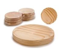 pcmoviles Pack de 6 Platos para pulpo de Madera - Ideal para comer pulpo a la gallega - Uso profesional y doméstico - Ø 16 cm