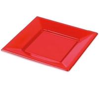pcmoviles Plato Rojo Reutilizable 10 Veces | Juego de 50 Platos Rojos Cuadrados de PE | Lavable en frío | Plato Tamaño 23X23 cm | Arte de la Mesa