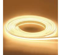 pcning Luz COB LED Tira 5 Metro 220V Blanco Calido 3000K con Enchufe sin Transformador IP67 Waterproof, 5M 230 Volt Bright LED Lights Strip (Blanco Cálido, 5M)