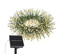 PCORES - Guirnalda luminosa solar LED, 6 m, 200 LED, luces de petardo solares, 8 modos LED impermeable en racimos con alambre de cobre verde, decoración de hadas para pasillo (blanco cálido)