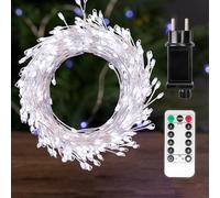 PCORES Luces de hadas enchufables, blanco frío alambre plateado luces de artificio luciérnagas con control remoto, impermeables alambres de cobre para decoración de la habitación