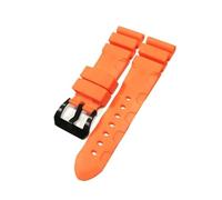 PctkeLsend Correa de reloj apta for Panerai sumergible PAM 441 359 goma de silicona suave 24mm 26mm correa de reloj for hombre accesorios de reloj pulsera(Orange-Black Buckle,24mm)