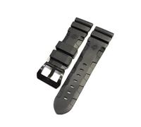 PctkeLsend Correa de reloj apta for Panerai sumergible PAM 441 359 goma de silicona suave 24mm 26mm correa de reloj for hombre accesorios de reloj pulsera(Black-Black Buckle1,24mm)