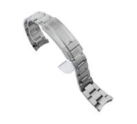 PctkeLsend Correa de reloj con cierre deslizante de acero inoxidable macizo 904L de 20 mm, compatible con cajas de reloj Sub Log NH34/NH35.(Brushed Center)