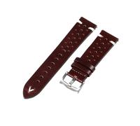 PctkeLsend Correa de reloj de 20/22 mm hecha a mano en cuero encerado vintage con costuras y cierre rápido, compatible con la mayoría de los relojes de boca plana.(Red Brown,22MM_BLACK BUCKLE)