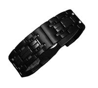 PctkeLsend Correa de reloj de acero inoxidable 316L con boca cóncava, 22 mm, 20 mm, eslabones sólidos plateados y negros, compatible con relojes for Gc Guess(Black,22x13mm)