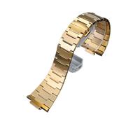 PctkeLsend Correa de reloj de acero inoxidable/cuero de metal refinado con junta convexa de 27 x 12 mm, compatible con for Tissot PRX Super Player T137410A/407A(Gold)