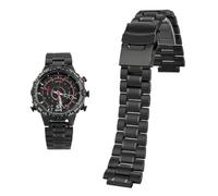 PctkeLsend Correa de reloj de acero inoxidable macizo for hombre, 24 x 16 mm, compatible con Timex Tides T45601 T2N721 T2N720 T2N739 TW2T76500(A - black)