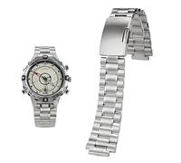 PctkeLsend Correa de reloj de acero inoxidable macizo for hombre, 24 x 16 mm, compatible con Timex Tides T45601 T2N721 T2N720 T2N739 TW2T76500(B - silvery)
