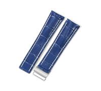 PctkeLsend Correa de reloj de bambú de piel auténtica for hombre de 22 y 24 mm, compatible con Breitling Super Marine Aviation Timing Avengers Challenger Series(Blue(ZJ)-Steel-Z16,22mm)