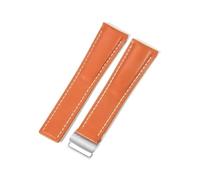 PctkeLsend Correa de reloj de bambú de piel auténtica for hombre de 22 y 24 mm, compatible con Breitling Super Marine Aviation Timing Avengers Challenger Series(Orange(PW)-Steel-Z16,24mm)
