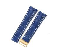 PctkeLsend Correa de reloj de bambú de piel auténtica for hombre de 22 y 24 mm, compatible con Breitling Super Marine Aviation Timing Avengers Challenger Series(Blue(ZJ)-Golden-Z16,24mm)