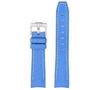 PctkeLsend Correa de reloj de buceo de goma TPU con extremo curvo de 20 mm for hombre y mujer, compatible con Rolex/Omega X Swatch Joint MoonSwatch(GREEN BLUE)
