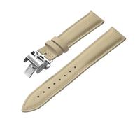 PctkeLsend Correa de reloj de caucho FKM + cuero de 18, 19, 20 y 22 mm. Compatible con la mayoría de los relojes de boca plana.(Khaki With Buckle,20mmx18mm)