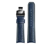 PctkeLsend Correa de reloj de cuero genuino de 22/23 mm con extremo curvo, compatible con CITIZEN Blue Angel AT8020-54L/8020-03L/JY8078(Blue YEl Bk hook,23mm)