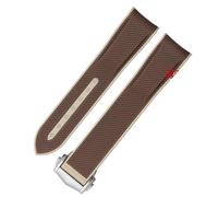 PctkeLsend Correa de reloj de goma con extremo curvo de 20 mm compatible con Omega X Swatch Joint MoonSwatch celestial Sports(Brown new buckle)