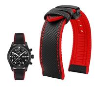 PctkeLsend Correa de reloj de lona, nailon y caucho for hombre, resistente al agua, de 19 a 24 mm, compatible con Breitling, Omega, IWC, Citizen, Tudor y Hamilton.(Black red Black B,22mm)