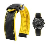 PctkeLsend Correa de reloj de lona, nailon y caucho for hombre, resistente al agua, de 19 a 24 mm, compatible con Breitling, Omega, IWC, Citizen, Tudor y Hamilton.(Black Yellow silverB,19mm)