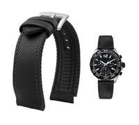 PctkeLsend Correa de reloj de lona, nailon y caucho for hombre, resistente al agua, de 19 a 24 mm, compatible con Breitling, Omega, IWC, Citizen, Tudor y Hamilton.(Black black silver A,20mm)