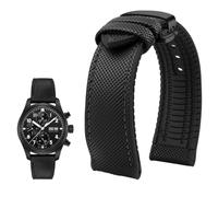 PctkeLsend Correa de reloj de lona, nailon y caucho for hombre, resistente al agua, de 19 a 24 mm, compatible con Breitling, Omega, IWC, Citizen, Tudor y Hamilton.(Black black BlackB,24mm)