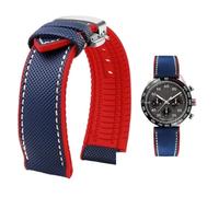 PctkeLsend Correa de reloj de lona, nailon y caucho for hombre, resistente al agua, de 19 a 24 mm, compatible con Breitling, Omega, IWC, Citizen, Tudor y Hamilton.(Blue White red sk B,21mm)