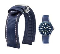 PctkeLsend Correa de reloj de lona, nailon y caucho for hombre, resistente al agua, de 19 a 24 mm, compatible con Breitling, Omega, IWC, Citizen, Tudor y Hamilton.(Blue White silver B,21mm)