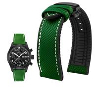 PctkeLsend Correa de reloj de lona, nailon y caucho for hombre, resistente al agua, de 19 a 24 mm, compatible con Breitling, Omega, IWC, Citizen, Tudor y Hamilton.(Green White BlackB,22mm)